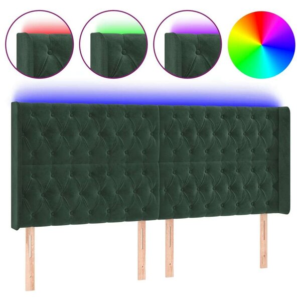 Bársony Fejtámla LED-es - Sötétzöld - 203cm