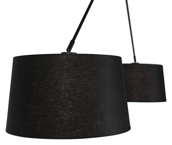 Függőlámpa fekete lenvászon árnyékolókkal fekete 35 cm 2-lámpás - Blitz