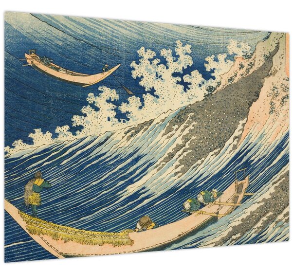 Kép - Katsushika Hokusai, Fishing Boats at Choshi in Shimosa (Soshu Choshi) , reprodukciók (70x50 cm)