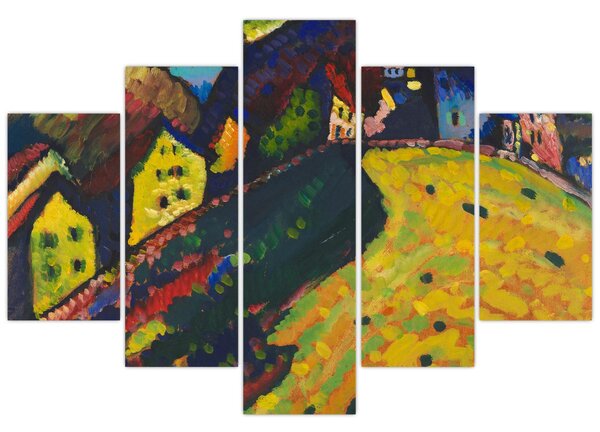 Kép - Vasily Kandinsky, Houses at Murnau, reprodukciók (150x105 cm)