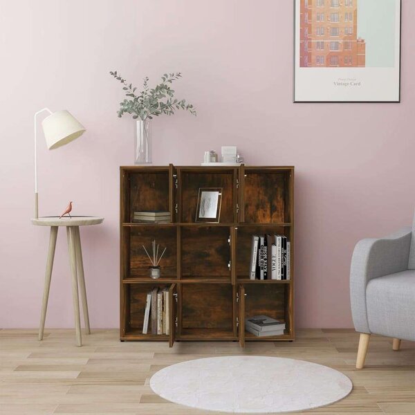VidaXL Fa Könyvespolc - Füstös Tölgy - 90x30x90 cm