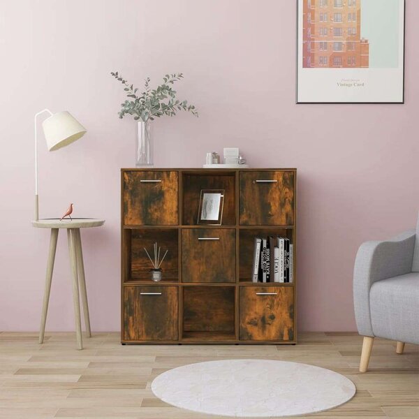 VidaXL Fa Könyvespolc - Füstös Tölgy - 90x30x90 cm
