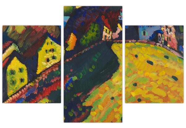 Kép - Vasily Kandinsky, Houses at Murnau, reprodukciók (90x60 cm)