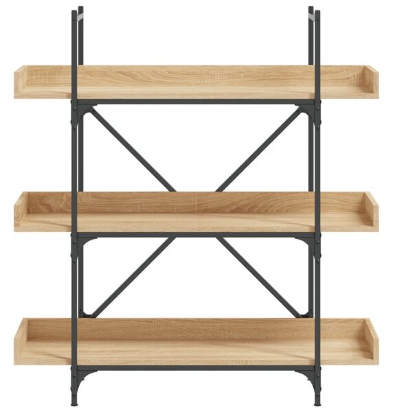 3-szintes sonoma tölgy szerelt fa könyvespolc 100x33x108,5 cm