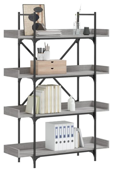 4-szintes szürke sonoma szerelt fa könyvespolc 100x33x145,5 cm