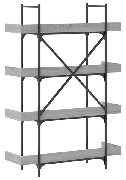 4-szintes szürke sonoma szerelt fa könyvespolc 100x33x145,5 cm