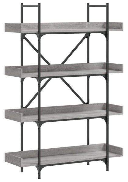 4-szintes szürke sonoma szerelt fa könyvespolc 100x33x145,5 cm