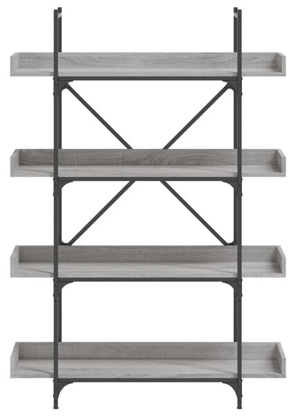 4-szintes szürke sonoma szerelt fa könyvespolc 100x33x145,5 cm