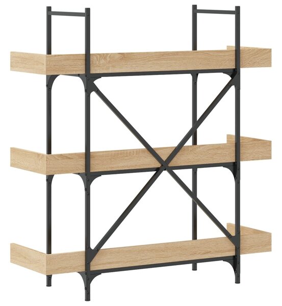 3-szintes sonoma tölgy szerelt fa könyvespolc 100x33x108,5 cm