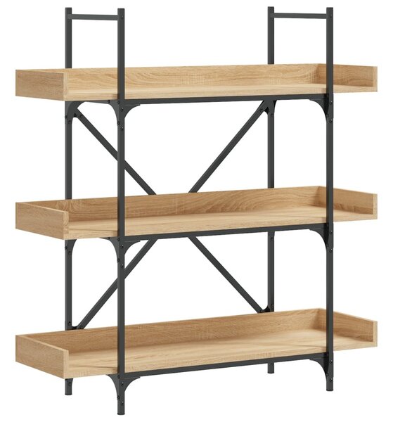 3-szintes sonoma tölgy szerelt fa könyvespolc 100x33x108,5 cm