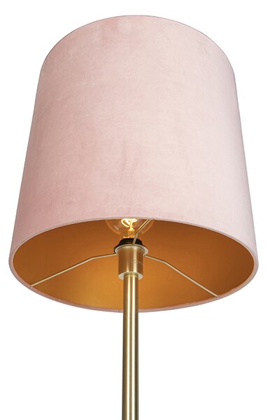 Romantikus állólámpa sárgarézzel, rózsaszín búrával 40 cm - Simplo