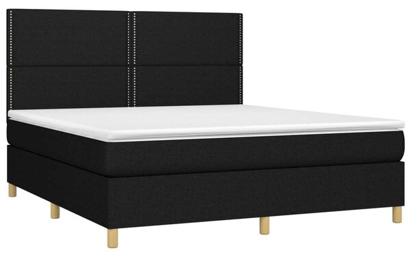 VidaXL fekete szövet rugós és LED-es ágy matraccal 160x200 cm
