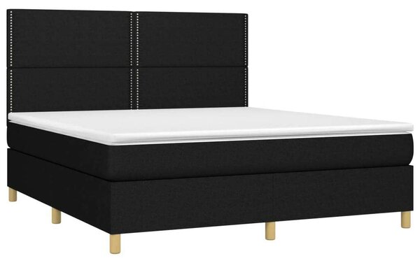 VidaXL fekete szövet rugós és LED-es ágy matraccal 160x200 cm