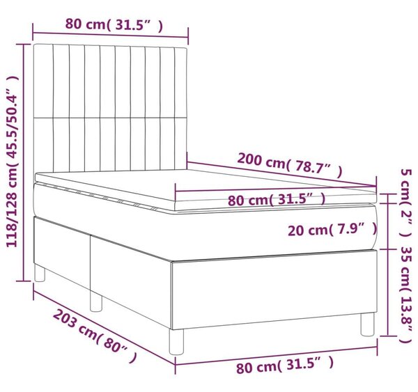 VidaXL Fekete Ágy - Zsebrugós Matraccal - 80x200 cm