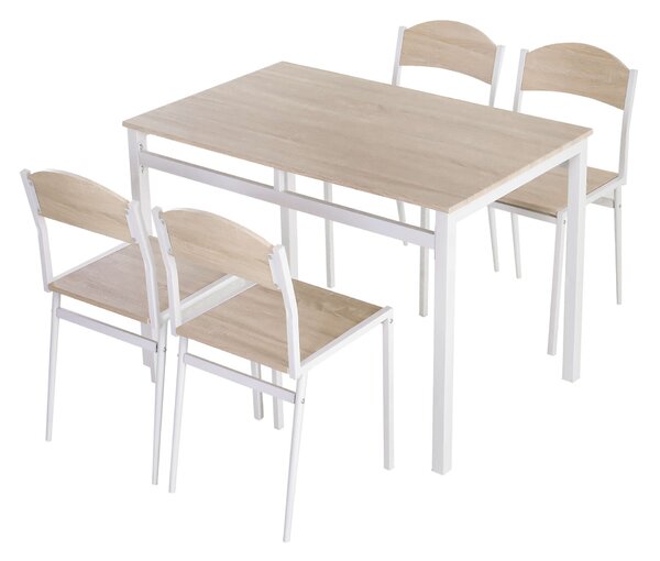 Asztalgarnitúra székekkel, Homcom, MDF, Fehér