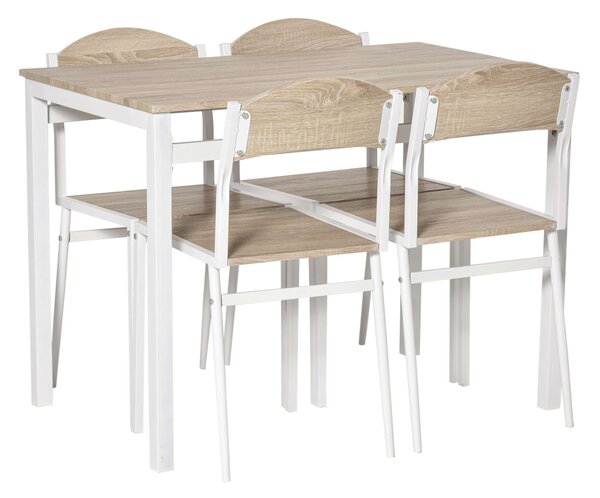 Asztalgarnitúra székekkel, Homcom, MDF, Fehér