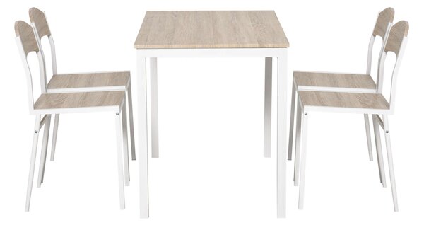 Asztalgarnitúra székekkel, Homcom, MDF, Fehér