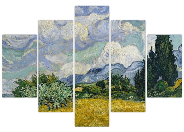 Kép - Vincent van Gogh, Wheat Field with Cypresses, reprodukciók (150x105 cm)