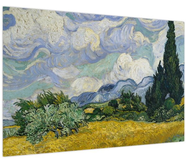 Kép - Vincent van Gogh, Wheat Field with Cypresses, reprodukciók (90x60 cm)