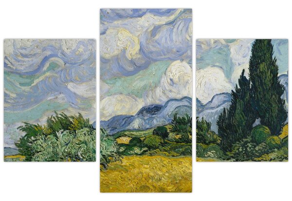Kép - Vincent van Gogh, Wheat Field with Cypresses, reprodukciók (90x60 cm)