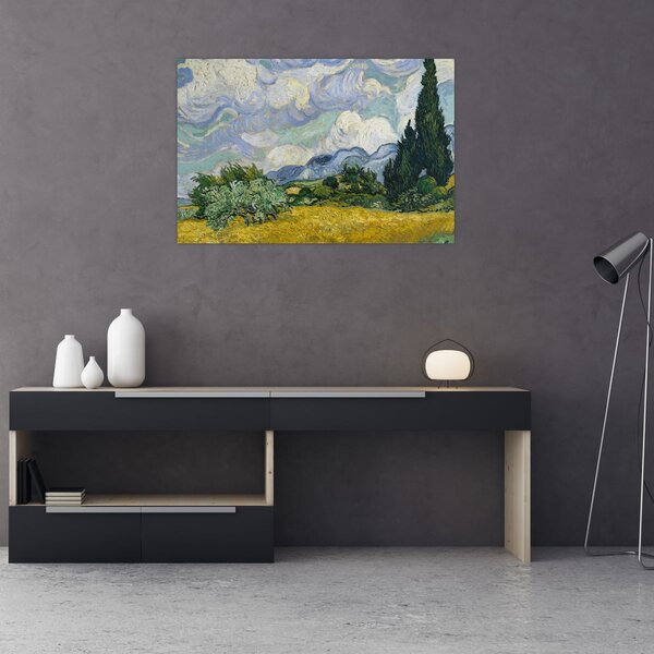 Kép - Vincent van Gogh, Wheat Field with Cypresses, reprodukciók (90x60 cm)