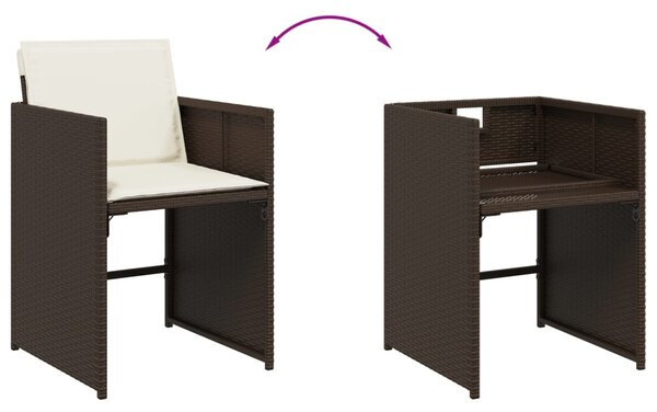 4 db barna polyrattan kerti szék párnával