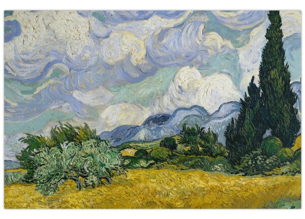 Kép - Vincent van Gogh, Wheat Field with Cypresses, reprodukciók (90x60 cm)