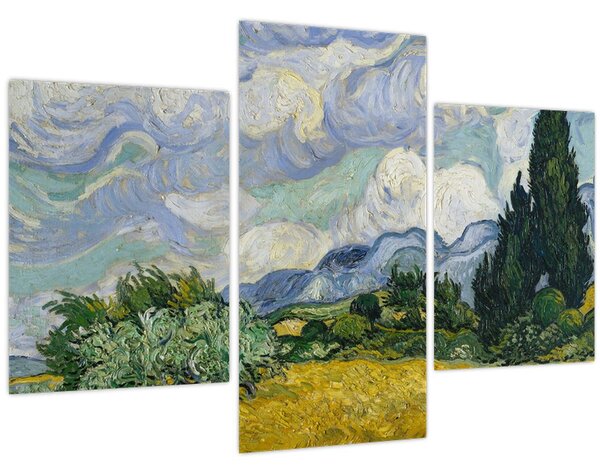 Kép - Vincent van Gogh, Wheat Field with Cypresses, reprodukciók (90x60 cm)