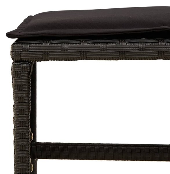 15 részes fekete polyrattan kerti étkezőgarnitúra párnákkal