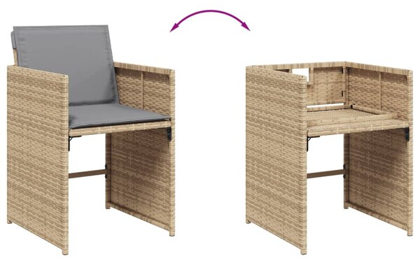9 részes vegyes bézs polyrattan kerti étkezőgarnitúra párnákkal