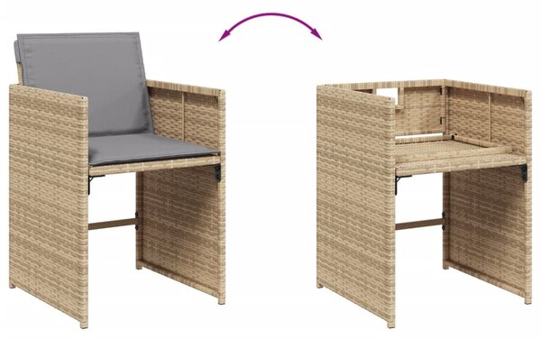 11részes vegyes bézs polyrattan kerti étkezőgarnitúra párnákkal
