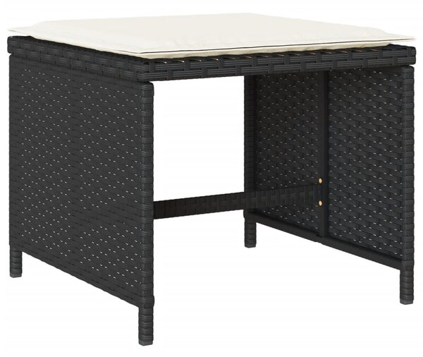 13 részes fekete polyrattan kerti ülőgarnitúra párnákkal