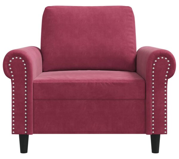 Bordó bársony kanapéfotel 60 cm