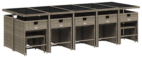 15 részes szürke polyrattan kerti ülőgarnitúra párnákkal