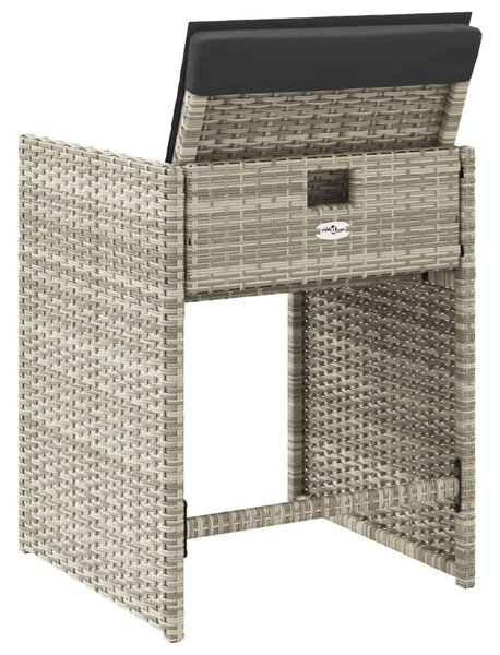 4 db világosszürke polyrattan kerti szék párnával