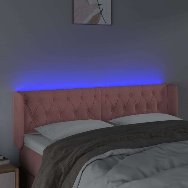 VidaXL rózsaszín bársony LED-es fejtámla 163x16x78/88 cm