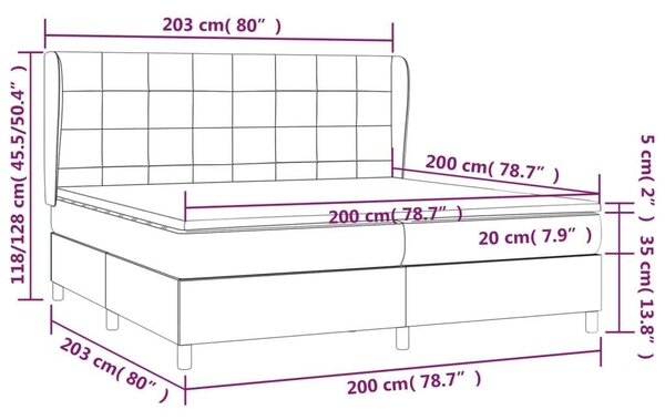 VidaXL világosszürke szövet rugós ágy matraccal 200 x 200 cm
