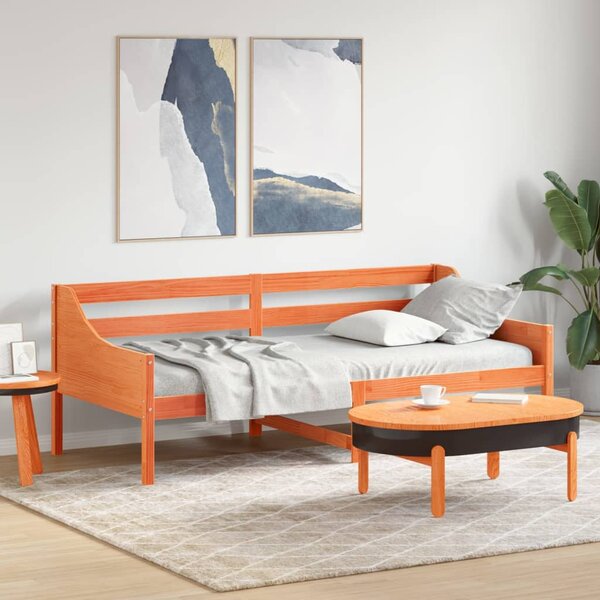 Viaszbarna tömör fenyőfa kanapéágy matrac nélkül 90 x 200 cm