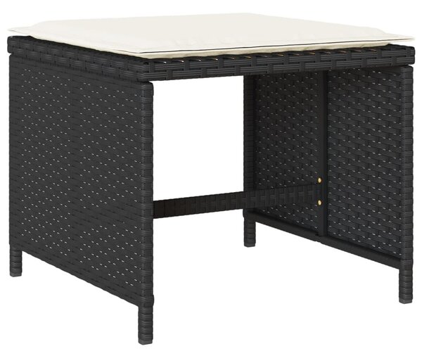 15 részes fekete polyrattan kerti étkezőgarnitúra párnákkal