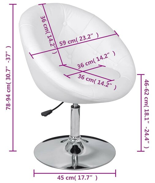 VidaXL Fehér Műbőr Bárszék - 2 db