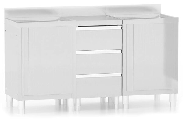 VidaXL Rozsdamentes Acél Konyhaszekrény Set - 3 db