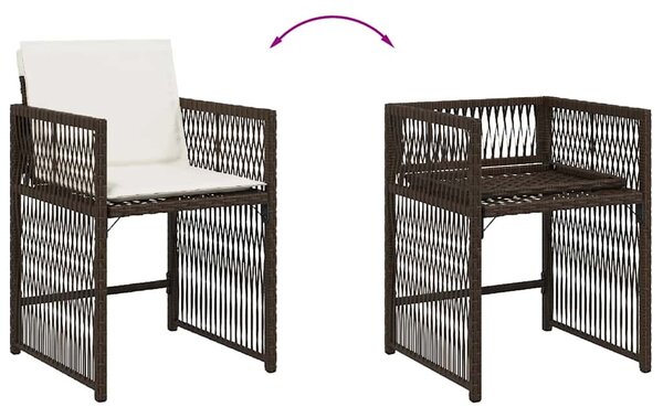 4 db barna polyrattan kerti szék párnával
