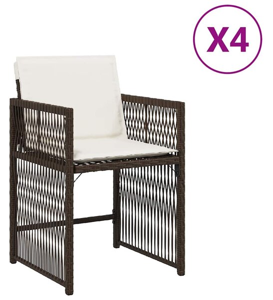 4 db barna polyrattan kerti szék párnával