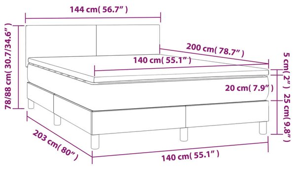 VidaXL Fehér Műbőr Ágy Matraccal - 140x200 cm