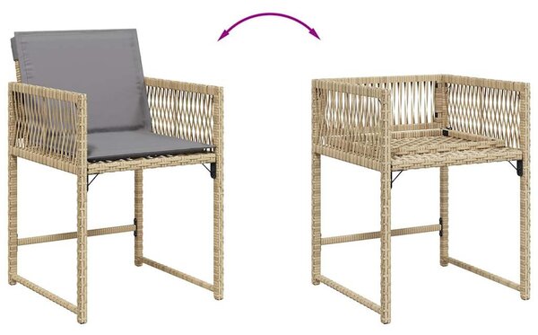 4 db vegyes bézs polyrattan kerti szék párnával