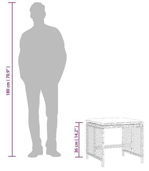 4 db fekete polyrattan kerti szék párnával 41 x 41 x 36 cm