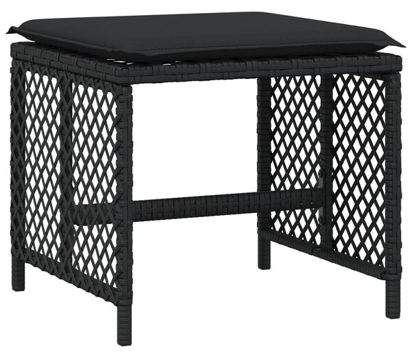 4 db fekete polyrattan kerti szék párnával 41 x 41 x 36 cm