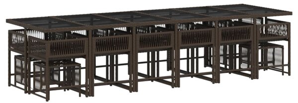 17 részes barna polyrattan kerti étkezőgarnitúra párnákkal