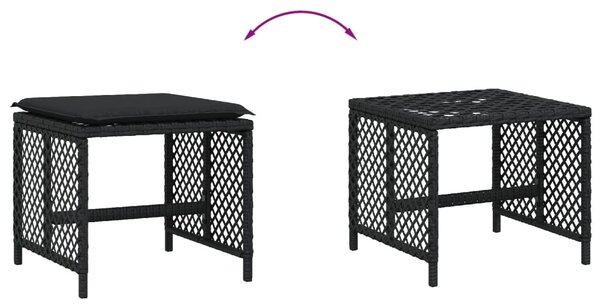 4 db fekete polyrattan kerti szék párnával 41 x 41 x 36 cm