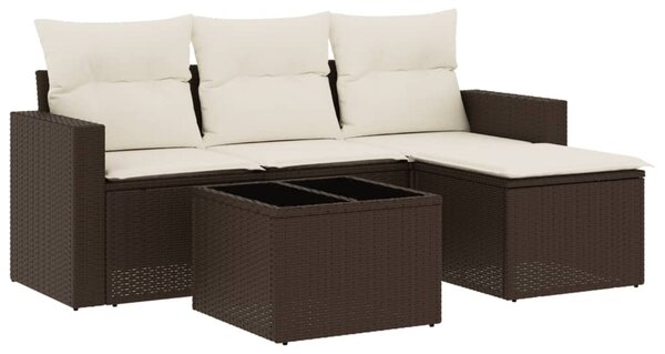 5 részes barna polyrattan kerti ülőgarnitúra párnával